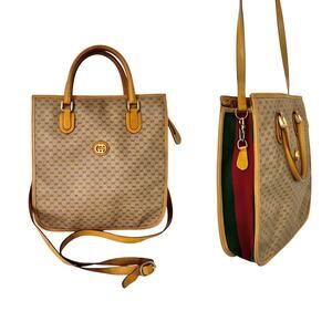 Gucci Vintage 70s Web GG Supreme Vintage Tote Crossbody Bag Made in Italy